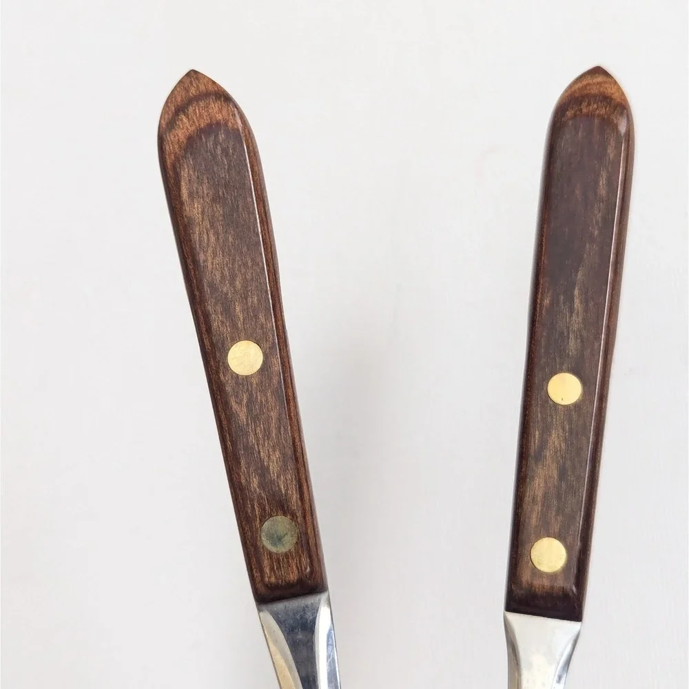 VTG Washington Forge TOWN COUNTRY Stainless USA Wood Handle Serving Spoon Fork